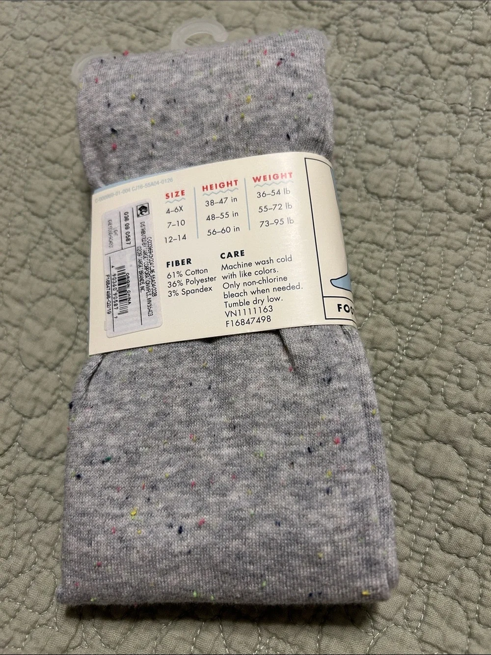 Cat & Jack Light Gray Speckled Cotton Tights